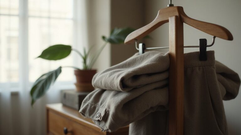 fold pants neatly hanging
