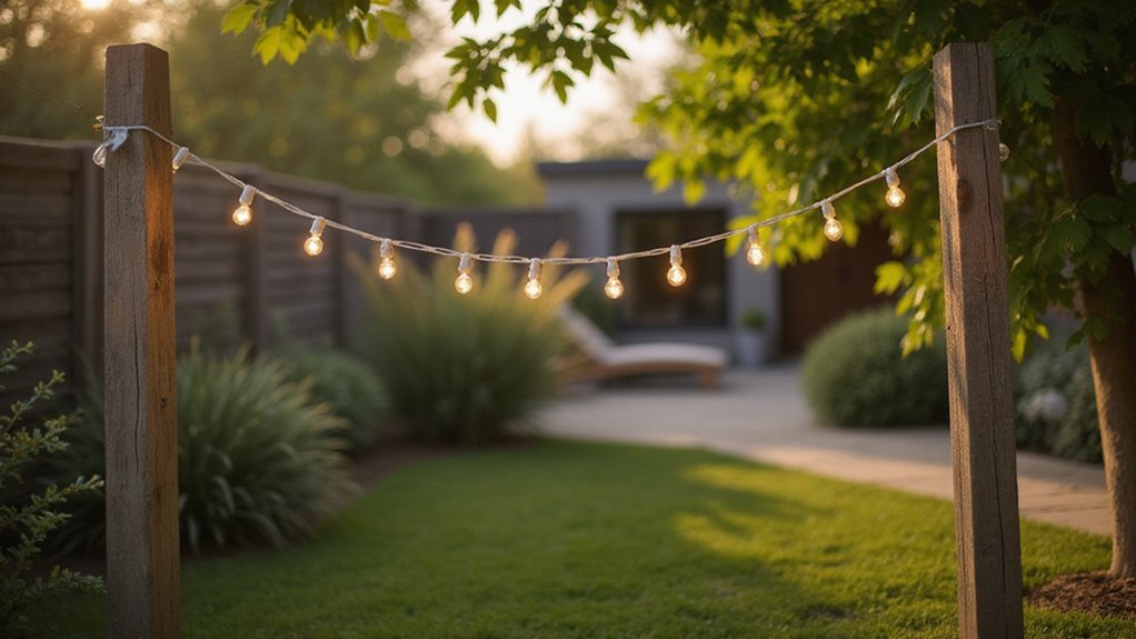 outdoor string light installation