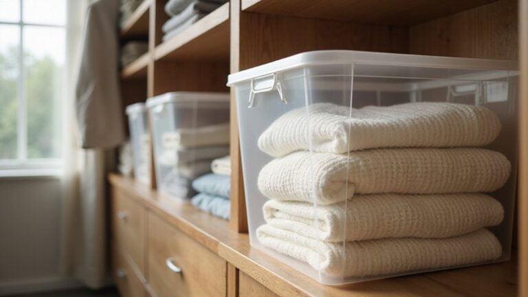 organize closet with bins